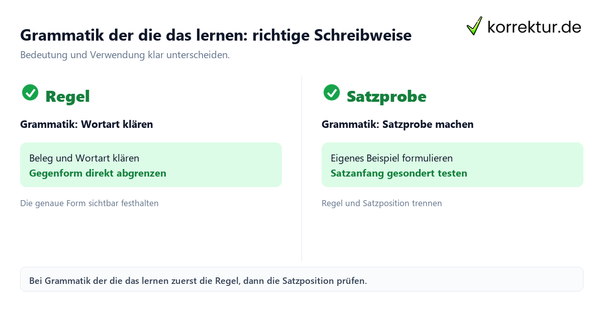 Grammatik der die das lernen: richtige Schreibweise mit Bedeutung und passender Verwendung im Vergleich