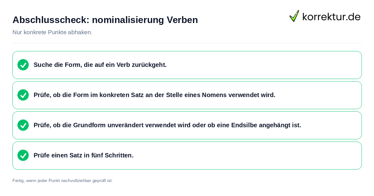 Konkreter Abschlusscheck zu nominalisierung Verben