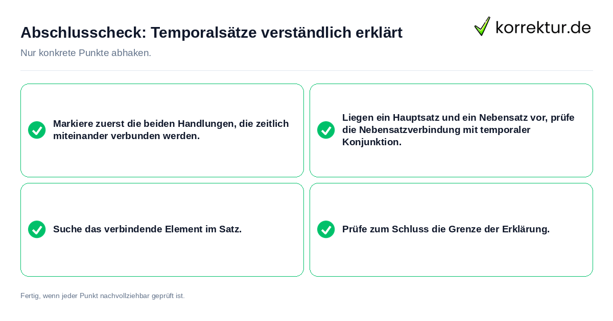 Konkreter Abschlusscheck zu Temporalsätze verständlich erklärt