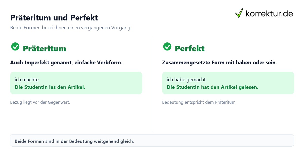 Präteritum und Perfekt Vergangenheit im Deutschen verständlich erklärt: Präteritum und Perfekt im Vergleich