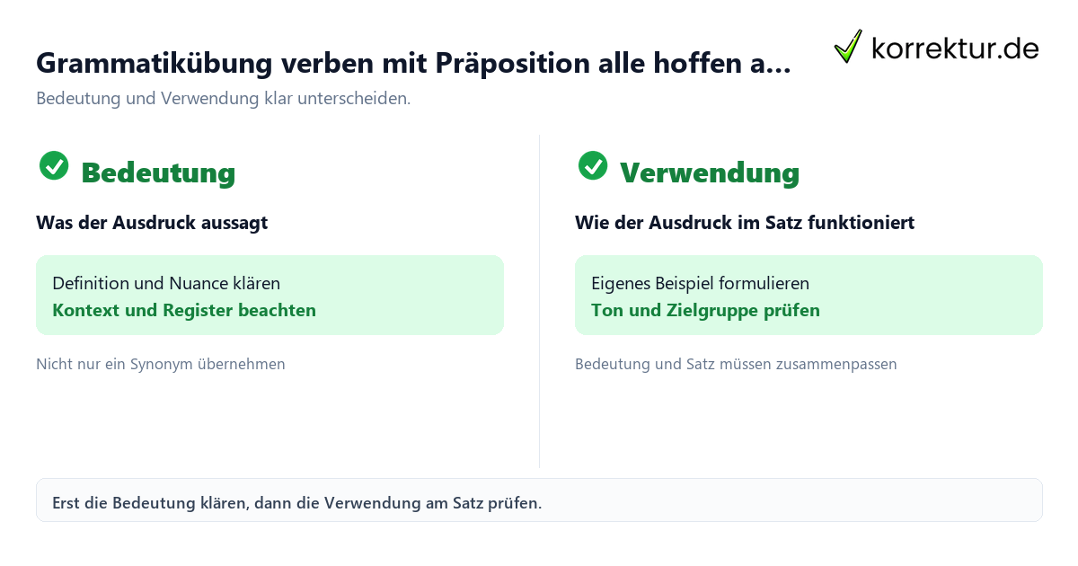 Grammatikübung verben mit Präposition alle hoffen auf den neuen Papst einfach erklärt mit Bedeutung und passender Verwendung im Vergleich