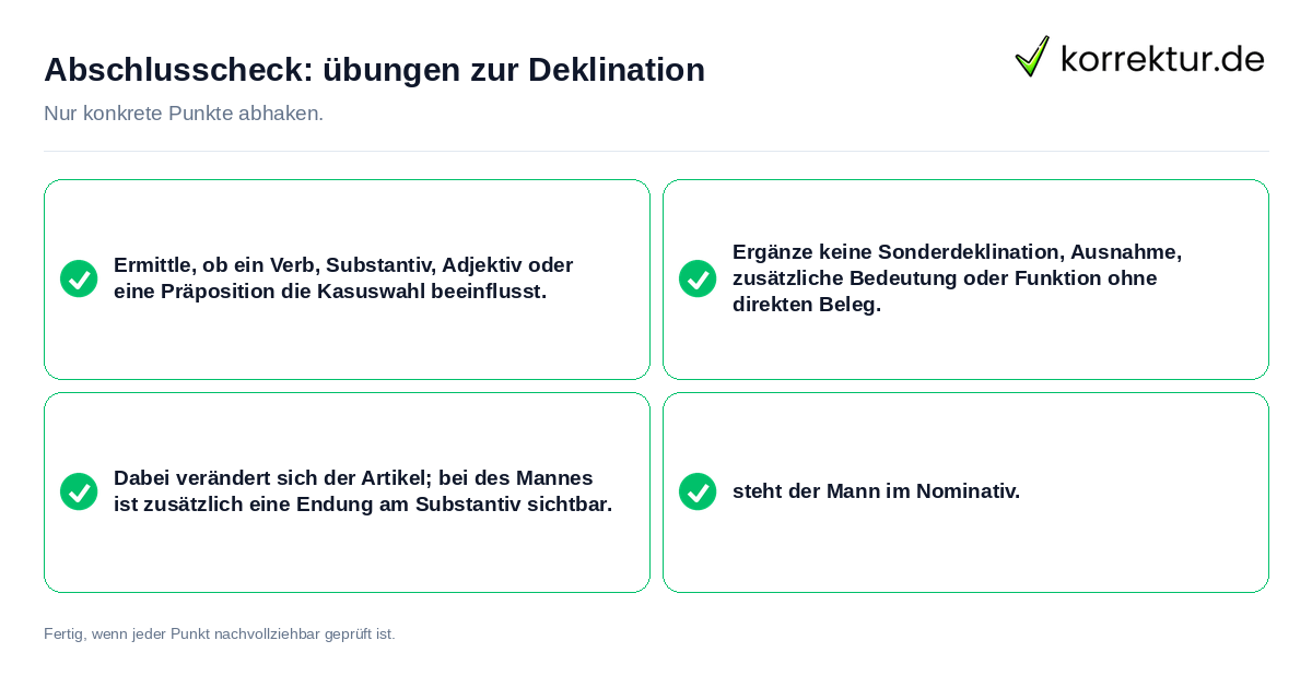 Abschlusscheck: übungen zur Deklination Konkreter Abschlusscheck zu übungen zur Deklination