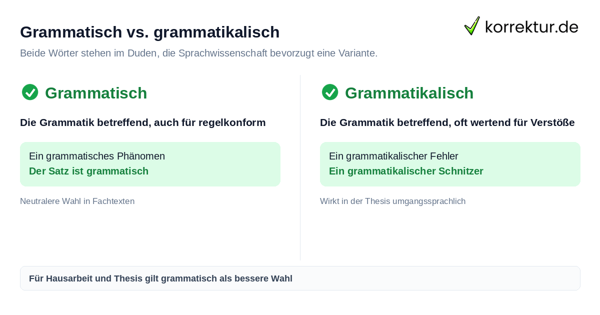 Grammatisch vs. grammatikalisch Grammatisch oder grammatikalisch: Unterschied erklärt