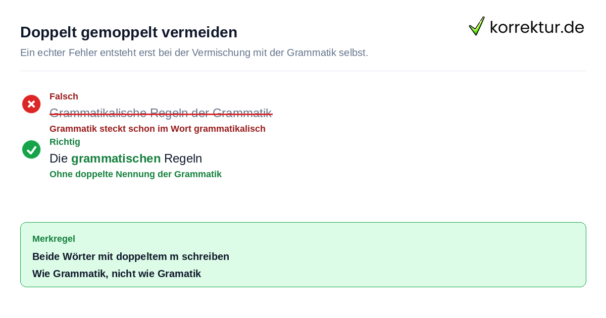 Doppelt gemoppelt vermeiden Grammatisch oder grammatikalisch: häufiger Fehler