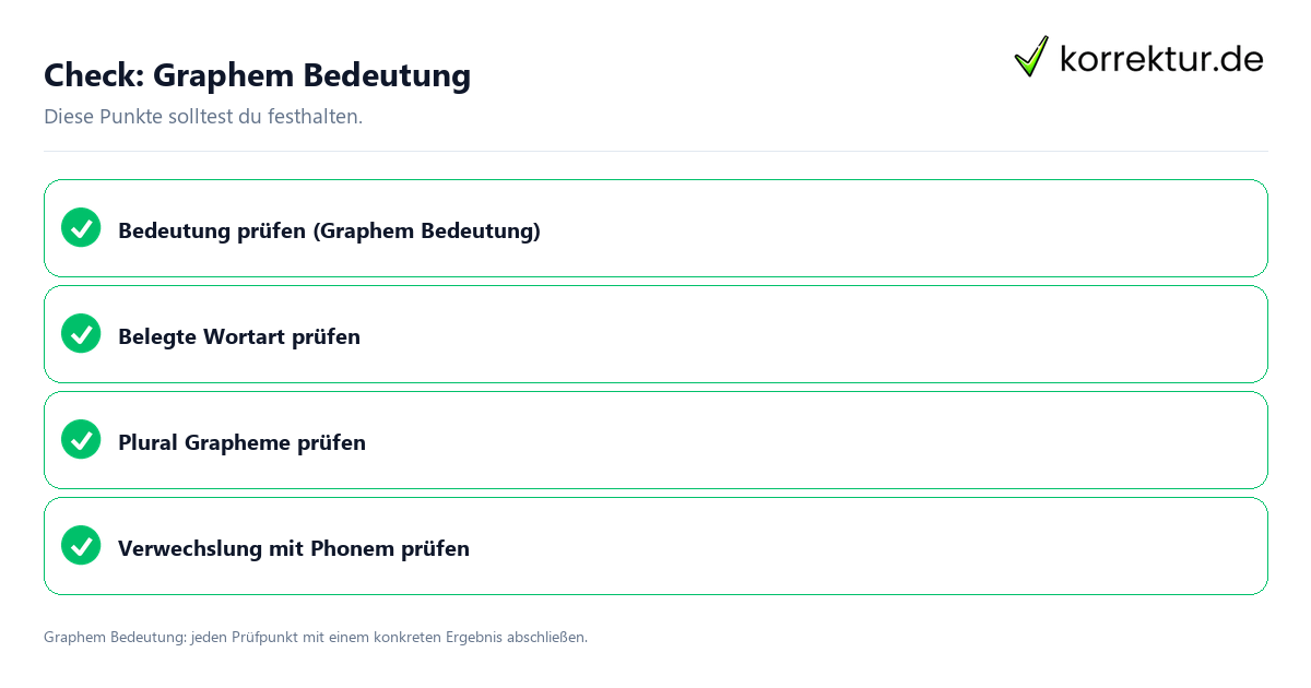 Check: Graphem Bedeutung Graphem Bedeutung mit einer themenspezifischen Checkliste
