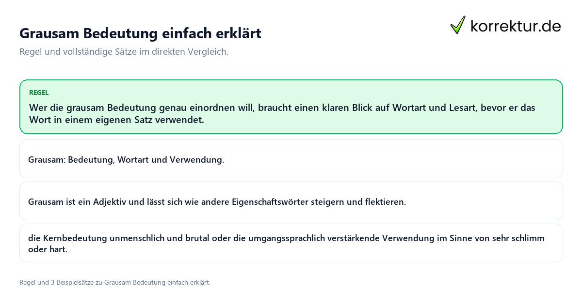 Konkrete Regel und vollständige Beispielsätze zu Grausam Bedeutung einfach erklärt