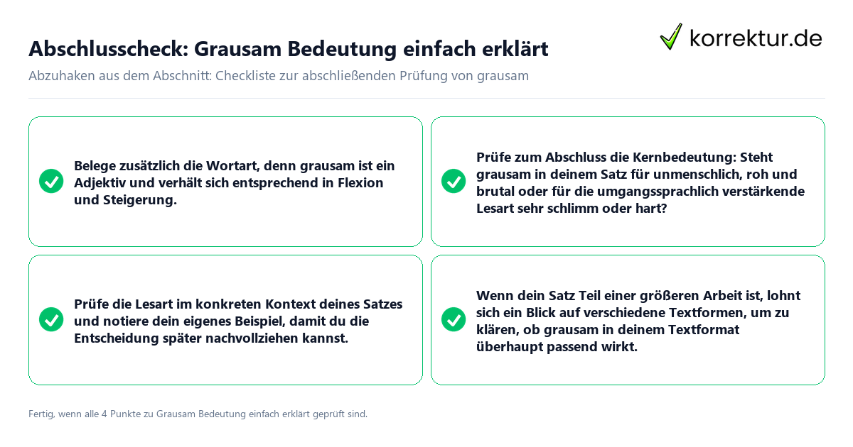 Konkreter Abschlusscheck zu Grausam Bedeutung einfach erklärt