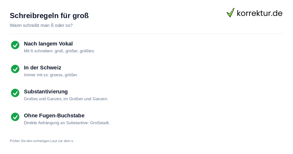 Rechtschreibung von groß: Regeln für ß, ss und Komposita