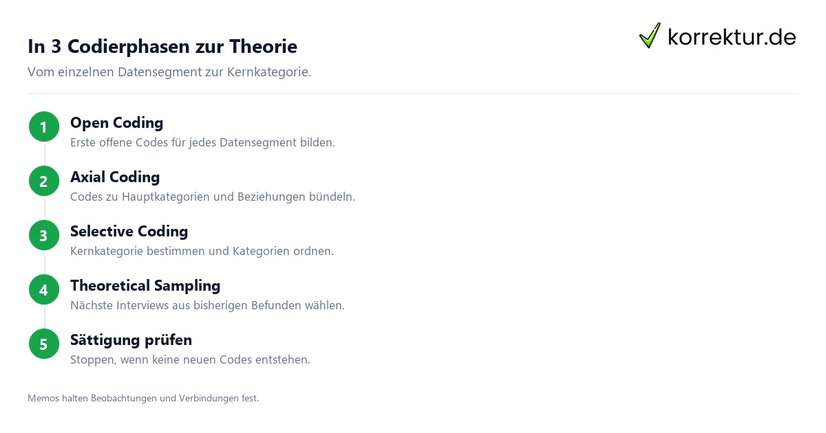 In 3 Codierphasen zur Theorie Grounded Theory: Methode einfach erklärt mit drei Codierphasen