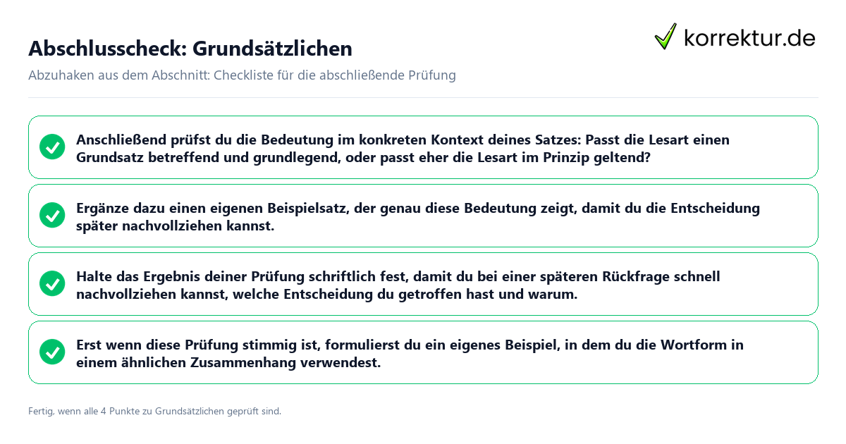 Abschlusscheck: Grundsätzlichen Konkreter Abschlusscheck zu Grundsätzlichen