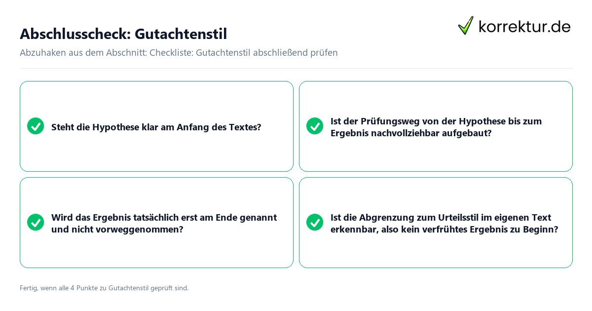 Konkreter Abschlusscheck zu Gutachtenstil