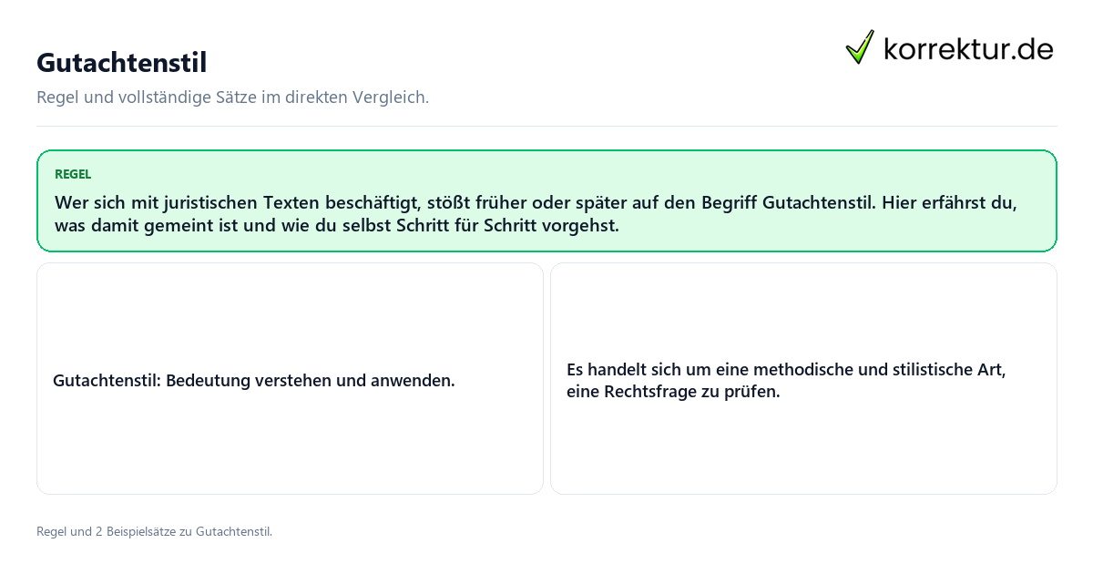 Konkrete Regel und vollständige Beispielsätze zu Gutachtenstil