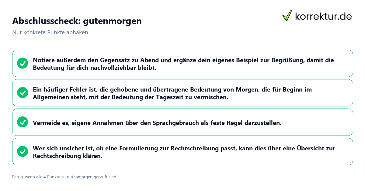 Abschlusscheck: gutenmorgen Konkreter Abschlusscheck zu gutenmorgen