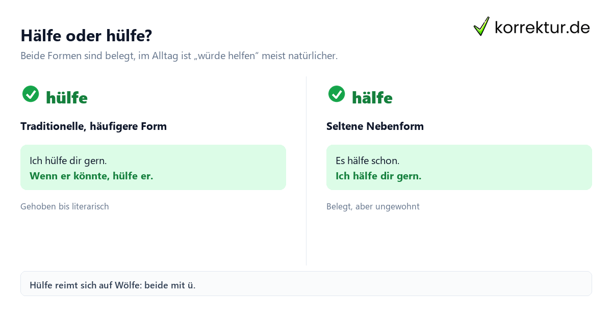 hälfe oder hülfe