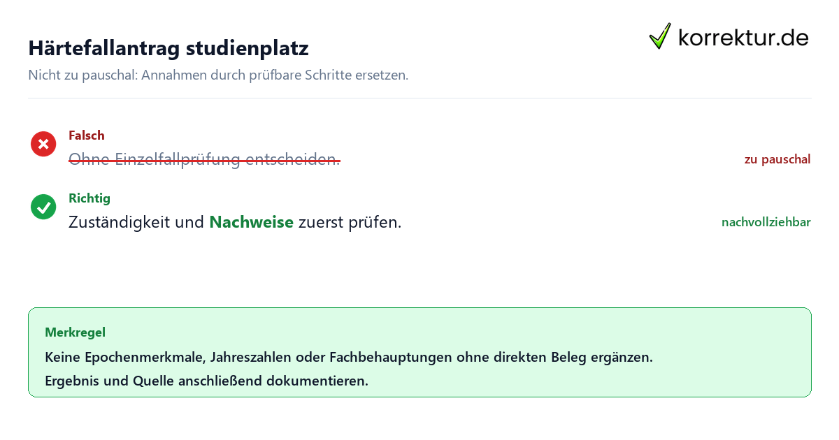 Ungeeignete und belastbare Vorgehensweise bei Härtefallantrag studienplatz