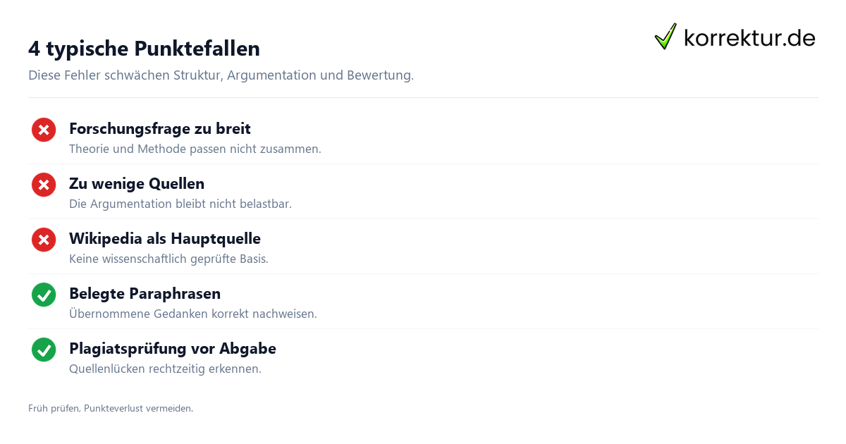 4 typische Punktefallen Fehler in Bachelor- & Masterarbeit erkennen: Häufige Risiken