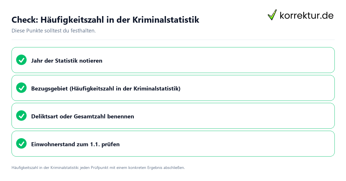 Check: Häufigkeitszahl in der Kriminalstatistik Häufigkeitszahl in der Kriminalstatistik mit einer themenspezifischen Checkliste