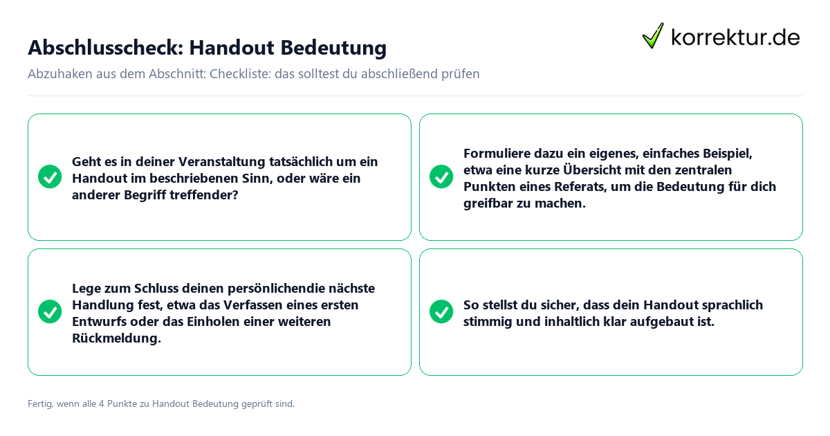 Abschlusscheck: Handout Bedeutung Konkreter Abschlusscheck zu Handout Bedeutung
