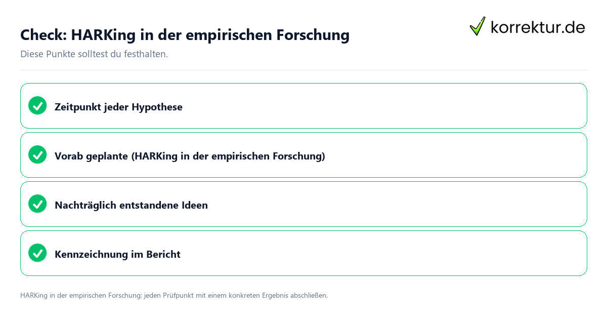 Check: HARKing in der empirischen Forschung HARKing in der empirischen Forschung mit einer themenspezifischen Checkliste