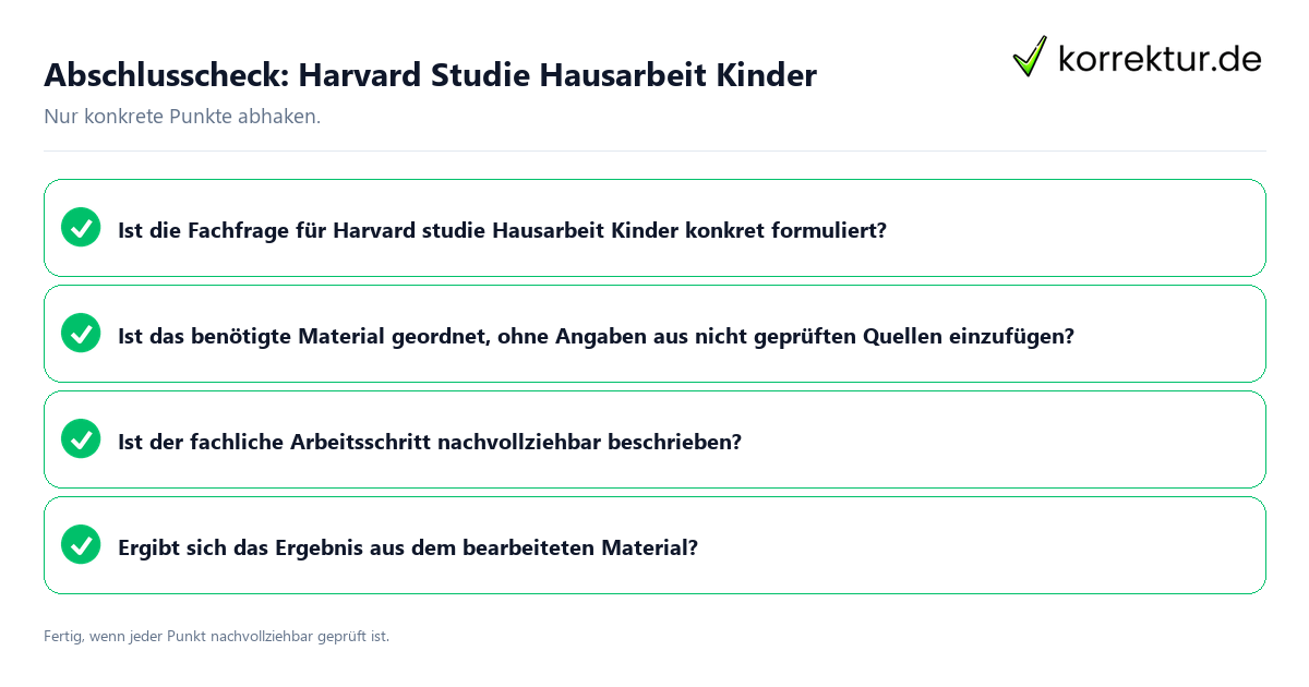 Konkreter Abschlusscheck zu Harvard Studie Hausarbeit Kinder