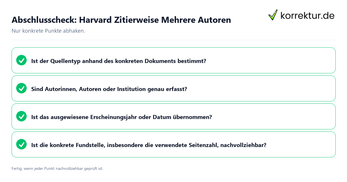 Konkreter Abschlusscheck zu Harvard Zitierweise Mehrere Autoren