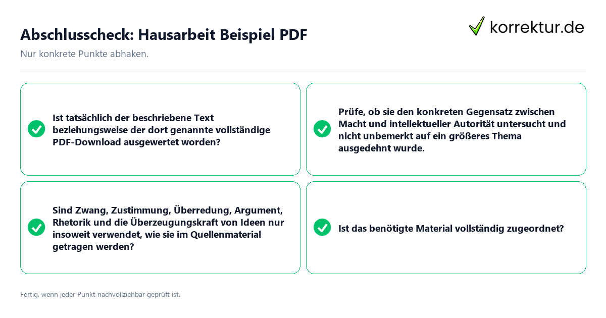 Konkreter Abschlusscheck zu Hausarbeit Beispiel PDF