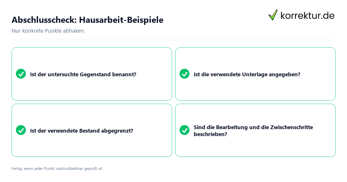 Konkreter Abschlusscheck zu Hausarbeit-Beispiele