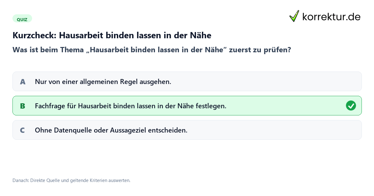 Kurzcheck: Hausarbeit binden lassen in der Nähe Hausarbeit binden lassen in der Nähe mit einem Kurzquiz zum sinnvollen nächsten Schritt