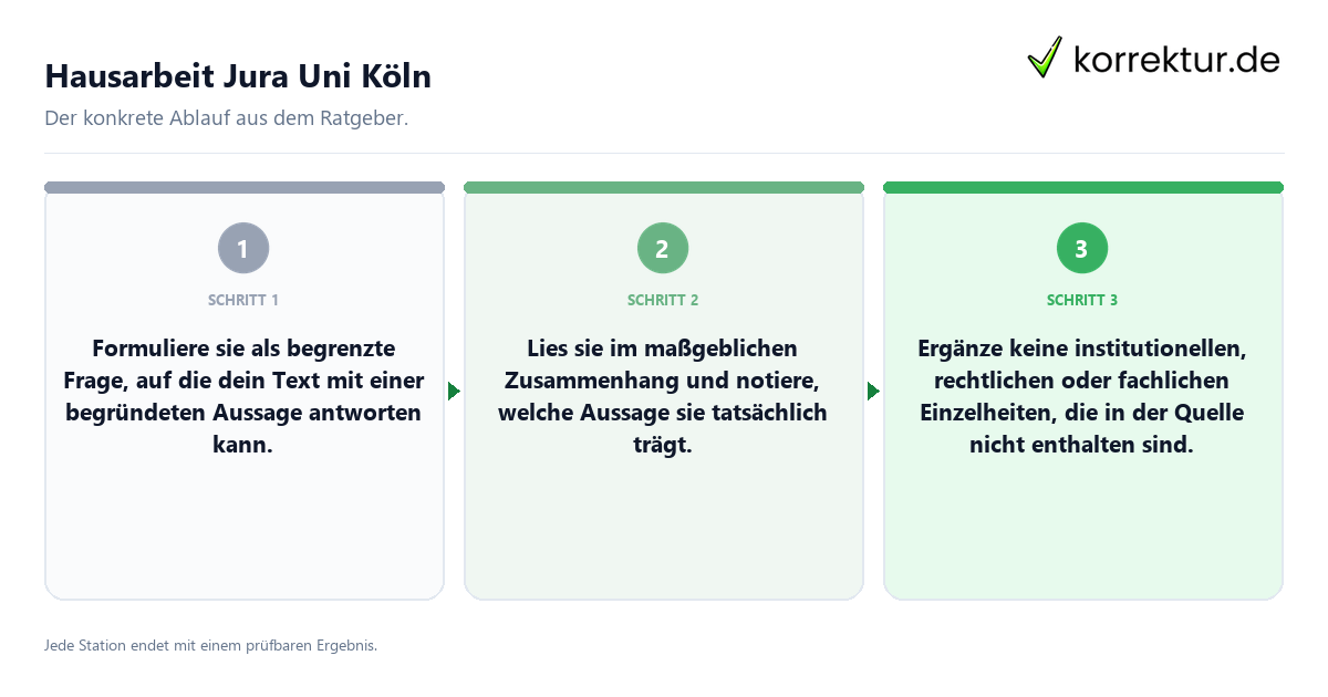 Konkrete Schritte zu Hausarbeit Jura Uni Köln