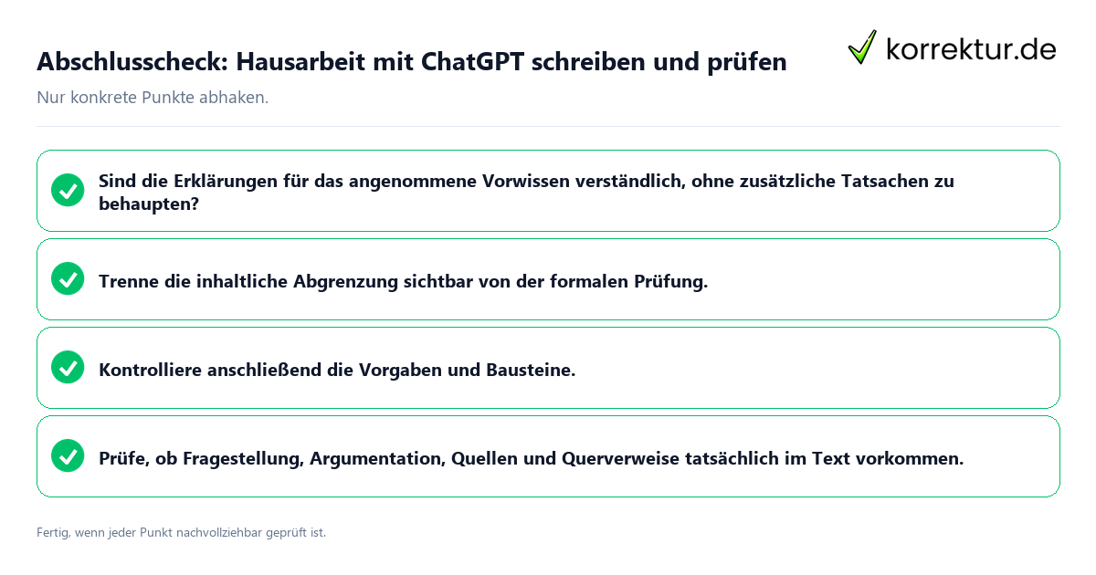 Abschlusscheck: Hausarbeit mit ChatGPT schreiben und prüfen Konkreter Abschlusscheck zu Hausarbeit mit ChatGPT schreiben und prüfen