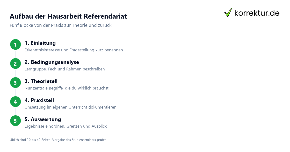 Aufbau der Hausarbeit Referendariat Hausarbeit Referendariat: Aufbau in fünf Blöcken