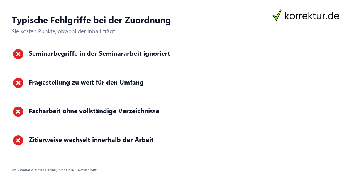 Hausarbeit, Seminararbeit, Facharbeit: typische Fehler