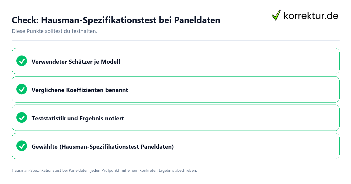 Check: Hausman-Spezifikationstest bei Paneldaten Hausman-Spezifikationstest bei Paneldaten mit einer themenspezifischen Checkliste
