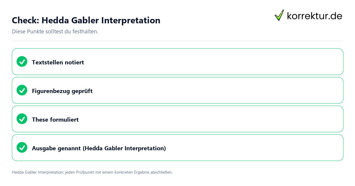 Hedda Gabler Interpretation mit einer themenspezifischen Checkliste