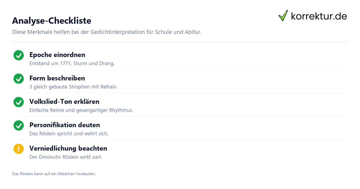 Heidenröslein: Interpretation und Deutung, Aufbau und Stilmittel