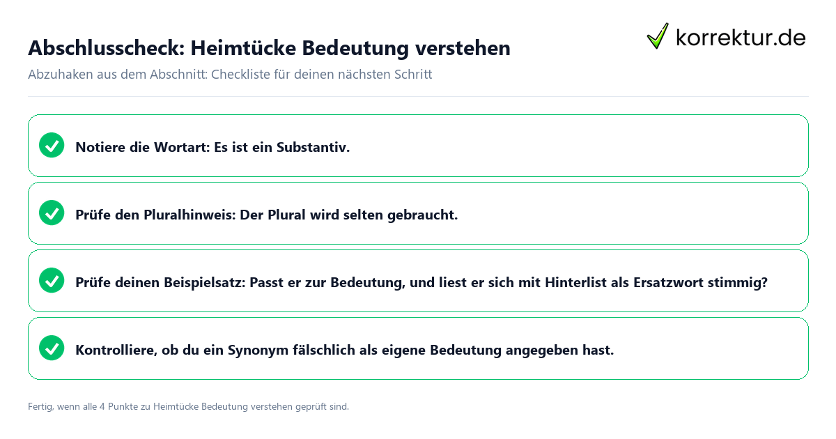 Abschlusscheck: Heimtücke Bedeutung verstehen Konkreter Abschlusscheck zu Heimtücke Bedeutung verstehen