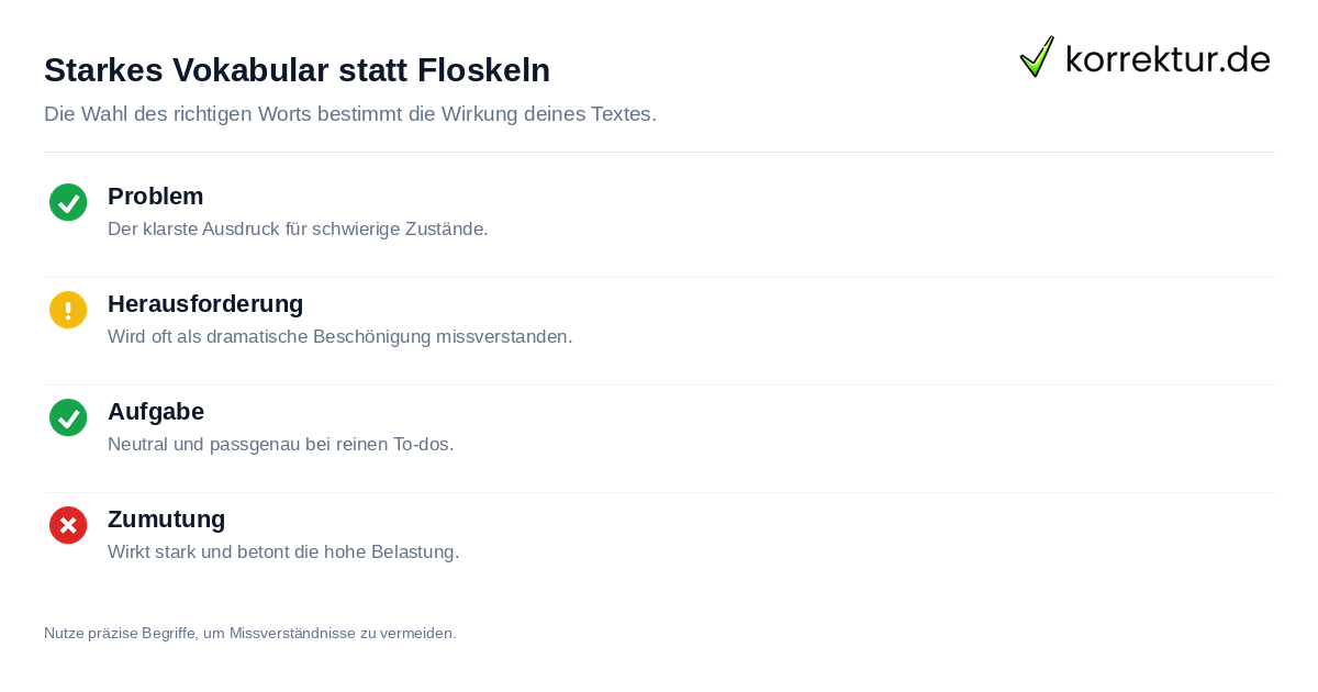 Synonyme für Herausforderung: sachliche, neutrale und starke Alternativen