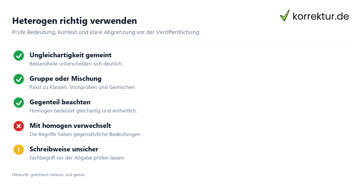 Heterogen richtig verwenden heterogen Bedeutung richtig verwenden in Fachtexten