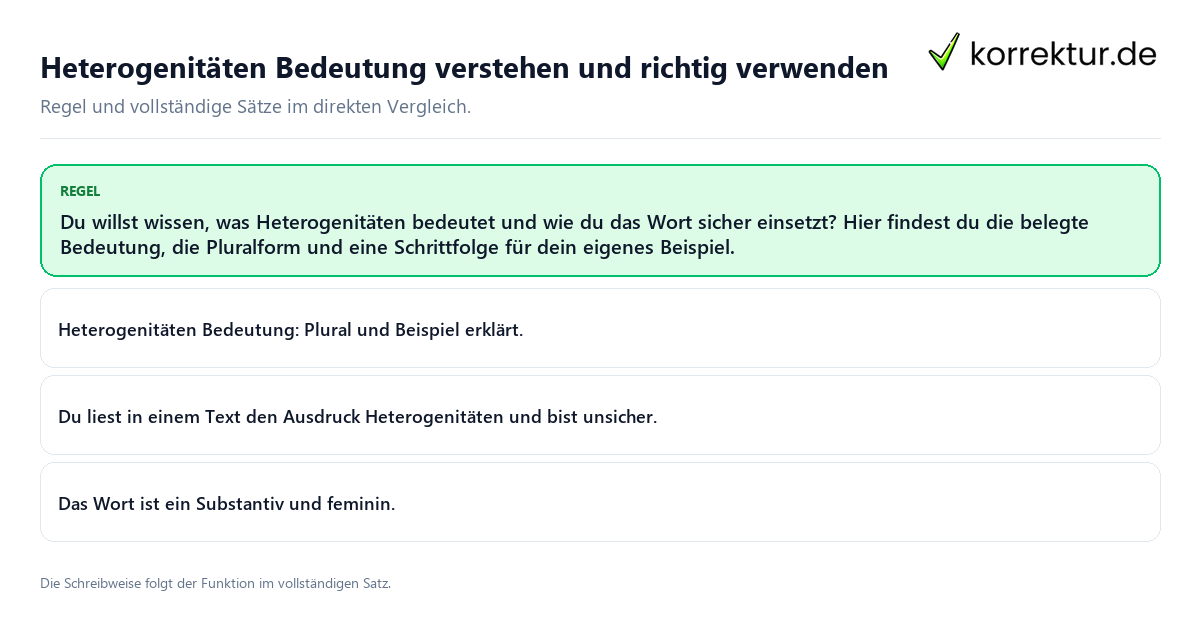 Heterogenitäten Bedeutung verstehen und richtig verwenden Konkrete Regel und vollständige Beispielsätze zu Heterogenitäten Bedeutung verstehen und richtig