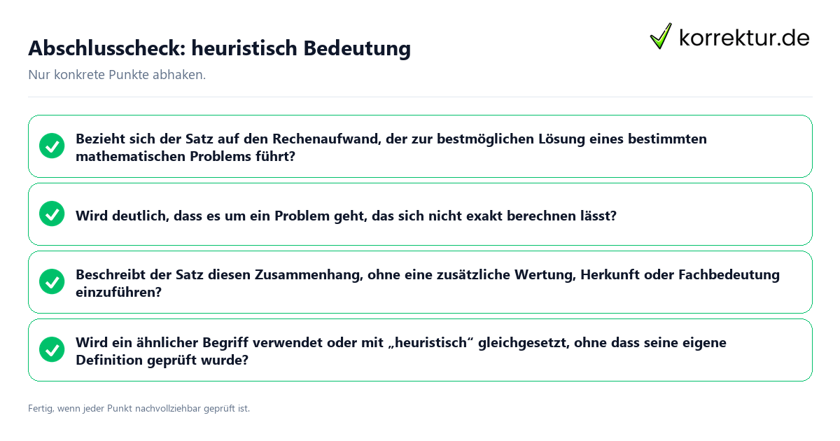 Abschlusscheck: heuristisch Bedeutung Konkreter Abschlusscheck zu heuristisch Bedeutung