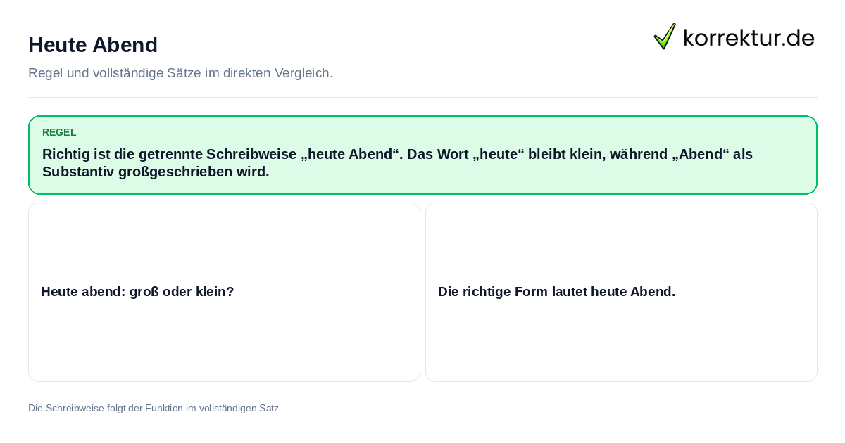 Konkrete Regel und vollständige Beispielsätze zu Heute Abend