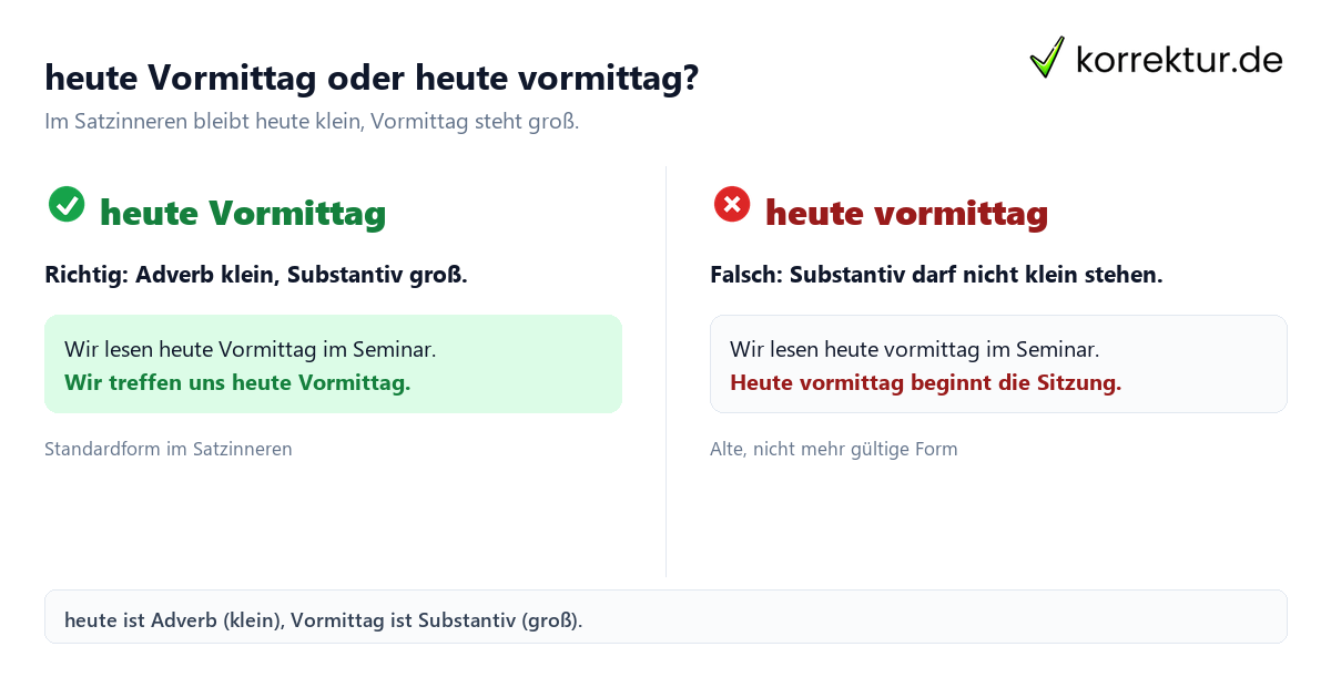 heute Vormittag oder heute vormittag? Heute Vormittag richtig schreiben: Vergleich zur Groß- und Kleinschreibung