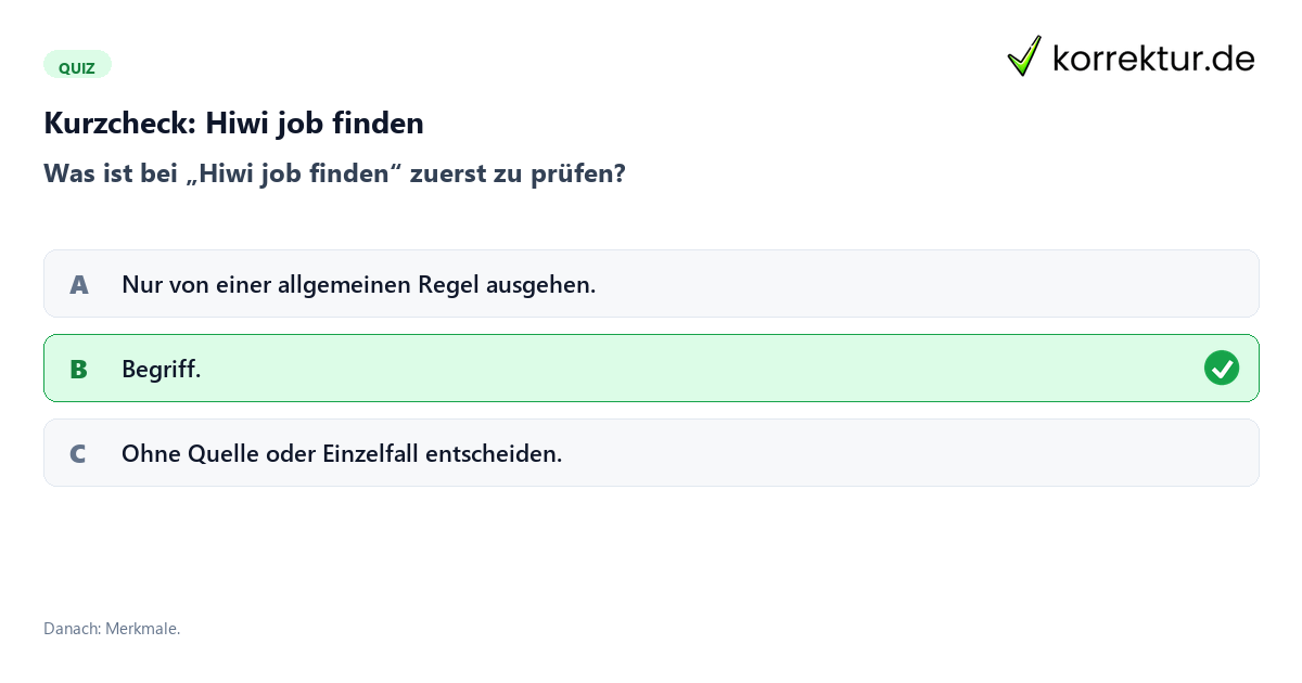 Hiwi job finden mit einem Kurzquiz zum sinnvollen nächsten Schritt