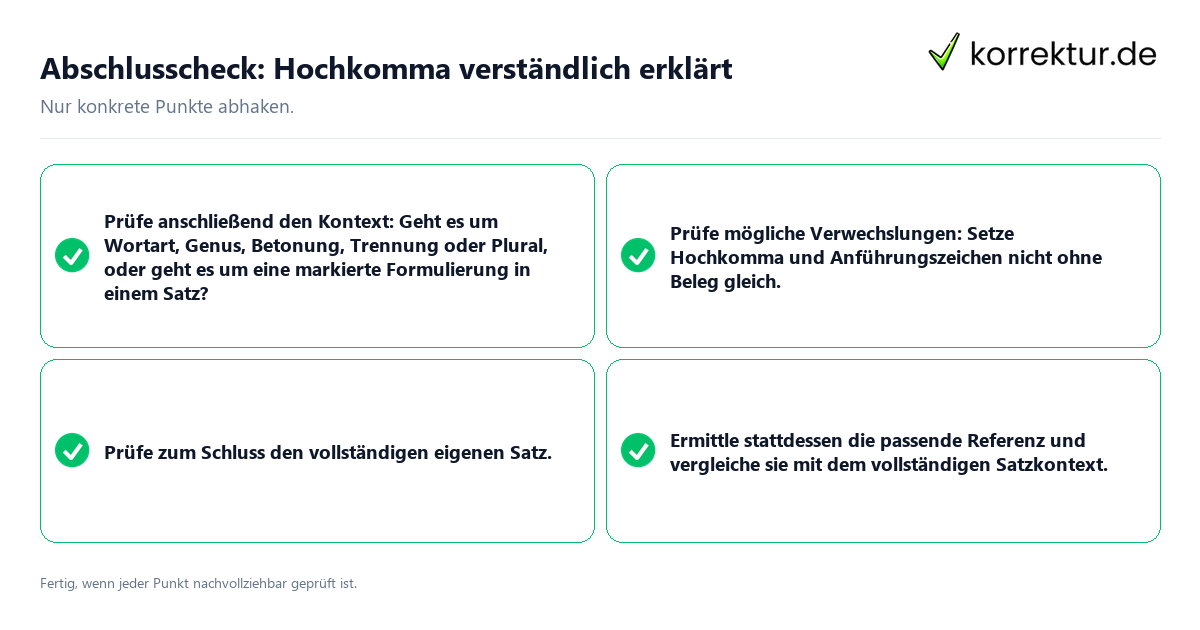 Konkreter Abschlusscheck zu Hochkomma verständlich erklärt