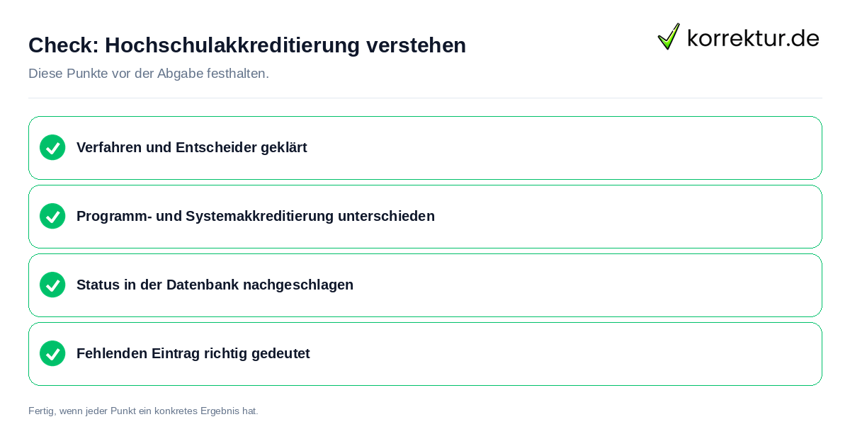 Hochschulakkreditierung verstehen: Prüfliste mit vier Punkten