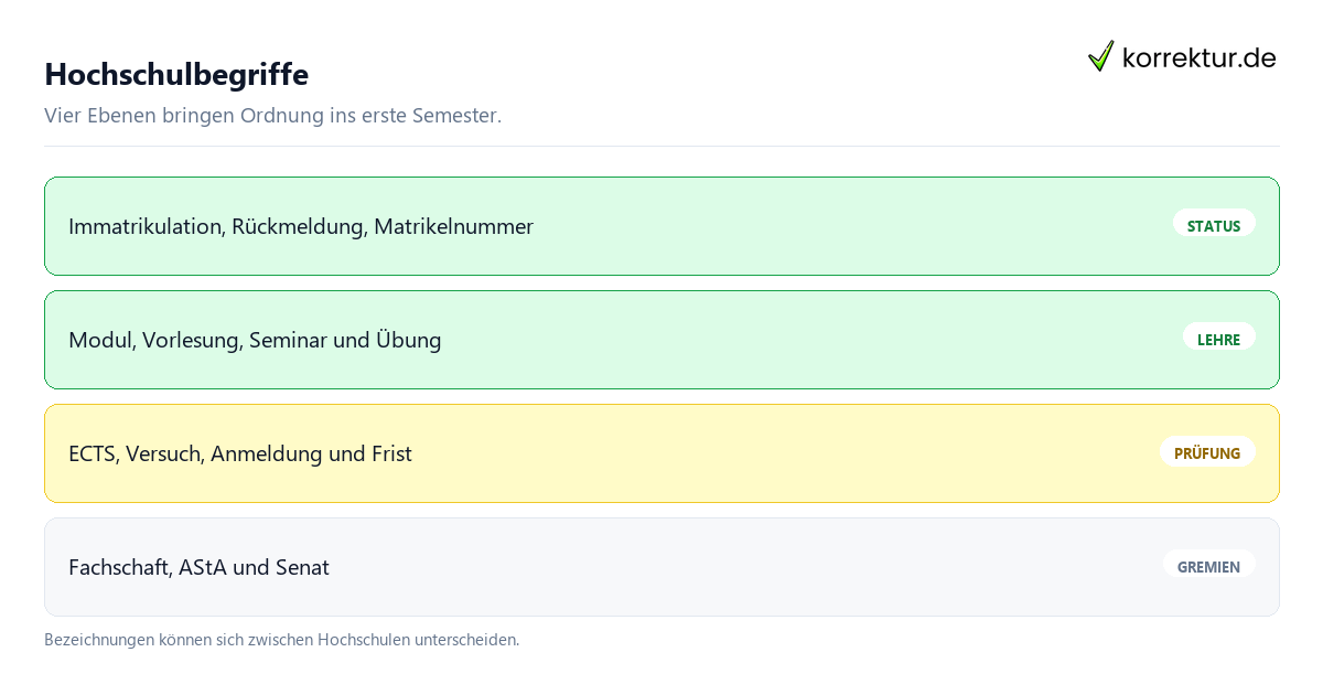 Hochschulbegriffe für Erstsemester: Orientierung und erste Schritte Hochschulbegriffe für Erstsemester: Orientierung und erste Schritte