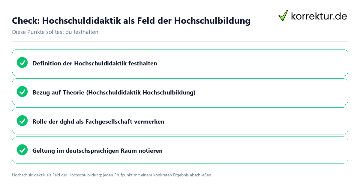 Hochschuldidaktik als Feld der Hochschulbildung mit einer themenspezifischen Checkliste