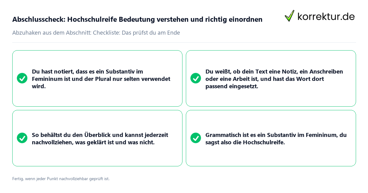 Konkreter Abschlusscheck zu Hochschulreife Bedeutung verstehen und richtig einordnen