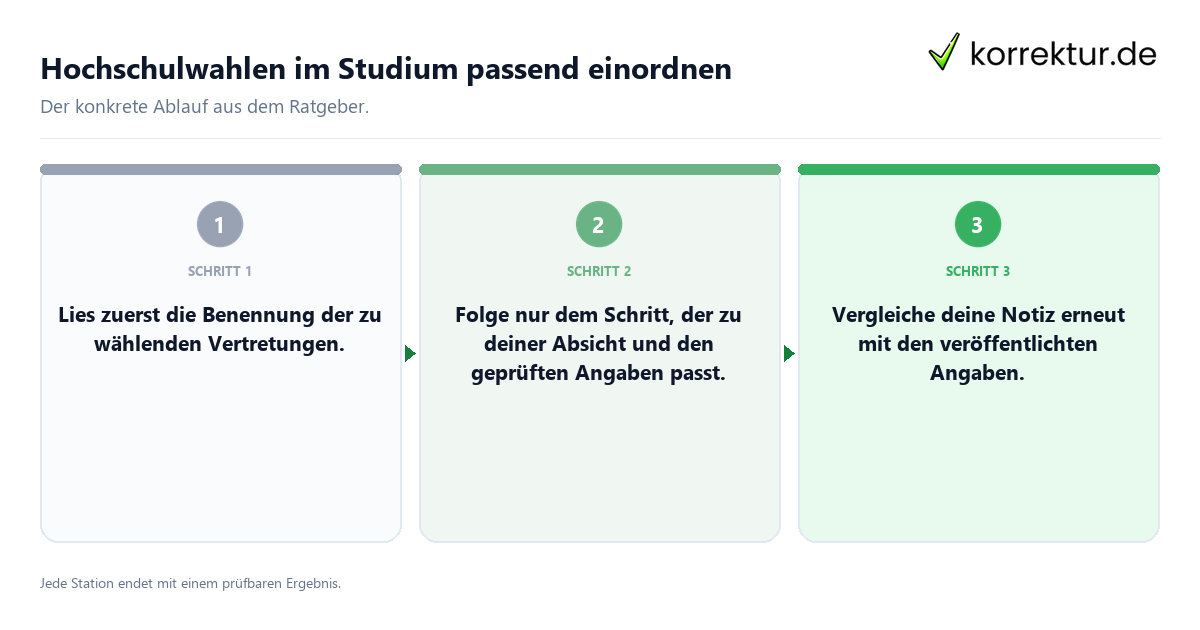 Hochschulwahlen im Studium passend einordnen Konkrete Schritte zu Hochschulwahlen im Studium passend einordnen