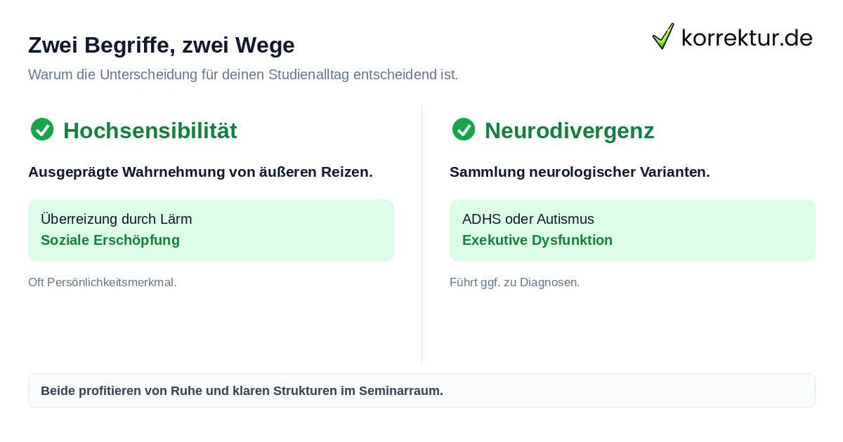 Zwei Begriffe, zwei Wege Unterschied zwischen Hochsensibilität und Neurodivergenz im Studium